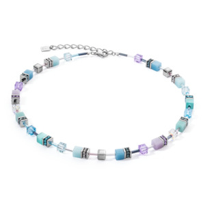 Coeur De Lion: Coeur de Lion Mini Cube Lilac-Aqua Necklace