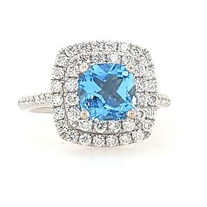 Fancy Colour: Aquamarine and Diamond 18ct White Gold Ring