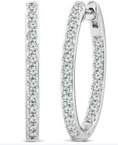 Lab Grown Diamonds 1: 18ct White Gold 1.0ct Lab Grown Diamond Inside Out Huggies