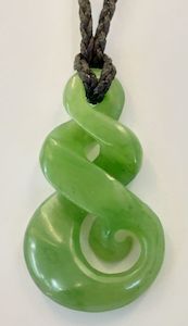 New Zealand Greenstone Double Twist with Koru