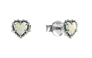Earrings: Stolen Girlfriends Club Sterling Silver and Opal Dahlia's Heart Earrings