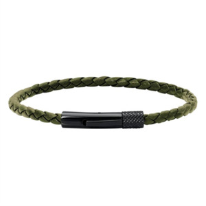 Rochet Khaki Braided Leather Bracelet