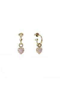 Stolen Girlfriend Gold Plated Rose Quartz Love Anchor Earrings