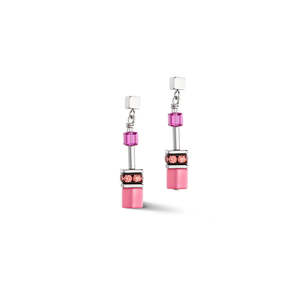 Coeur De Lion: Coeur de Lion Geocube Magenta Earrings