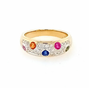 9ct Multi-Sapphire and Diamond Ring
