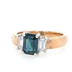 Fancy Colour: Sapphire and Diamond Ring in 9ct Yellow Gold