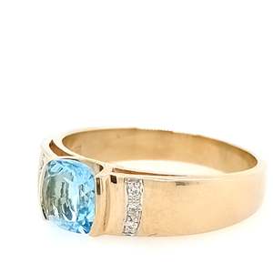 Fancy Colour: 9ct Yellow Gold Topaz and Diamond Ring