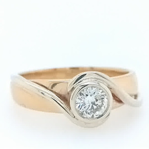 Handmade Yellow Gold Diamond Wave Ring