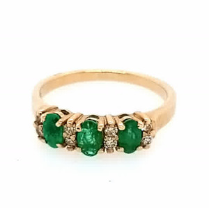 Rings: 9ct Yellow Gold Emerald and Diamond Ring