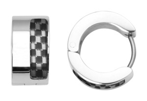 Rochet 9mm Steel and Black Carbon Earrings