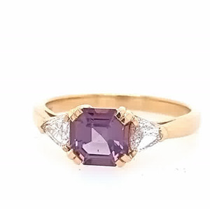 Fancy Colour: 9ct Yellow Gold Spinel and Diamond Ring