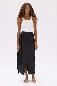 Womens Skirts: Reese Silk Linen Tie Skirt