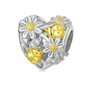 Charms: Flokiri Ladybird & Daisy Heart Charm