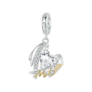 Caeli Mom Heart Wing Charm