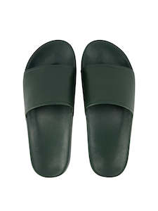 Gift: Leather Low Slides - Dark Green