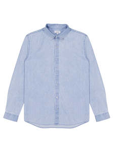 Shirting: Denim Button Down - Washed Blue