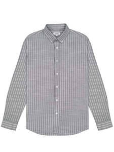 Shirting: Button Down Shirt - Green Stripe