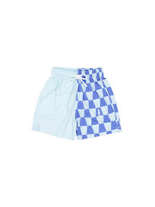 Shorts: Kids Swim Short - A-Check Blue
