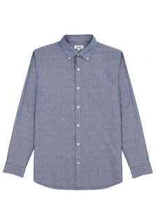 Shirting: Button Down Shirt - Navy Stripe