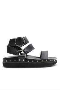 La Tribe: Studded Sandal Black Silver
