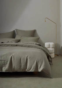 Weave Homewares: Ravello Linen Quilt Cover Caper QUEEN