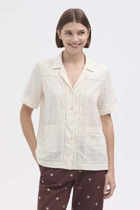 Nice Things Paloma: Guayabera Hemstitched Shirt Ecru