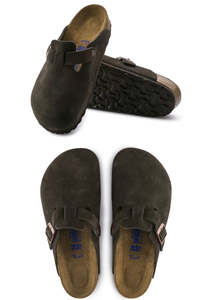 Birkenstock: Boston Mocca Suede Leather
