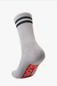Singles Crew Sock Light Grey/Black Stripe