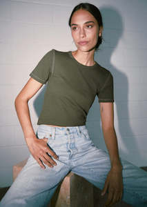 Commoners: Commoners Base Ribbed SS Tee Khaki