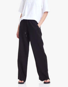 Commoners: Wide Leg Linen Pant Black