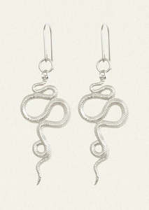 Temple Of The Sun: Snake Earrings Silver
