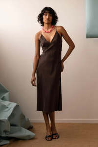Roberta Dress 100% Silk Carob
