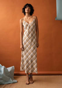 Penny Sage: Eden Dress Ochre Tartan