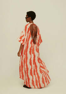 Oas: OAS Orange Calima Tangelo Linen Dress