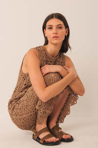 Indi Cold: Crochet Midi Dress Mole