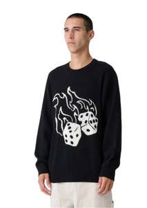 Fire Dice Knit Crew BLK