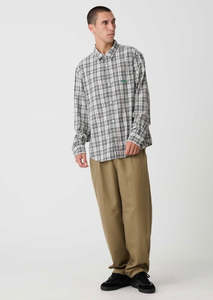 Xlarge: 91 Flower Check LS Shirt White