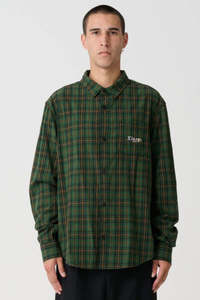 91 Flower Check LS Shirt Green