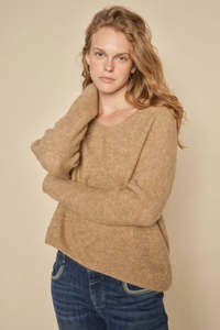 Mos Mosh: Thora V-Neck Knit Tannin