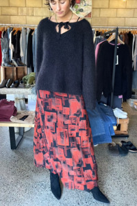 Aline Maxi Skirt Rust Geo