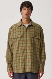 S Double: Plaid LS Overshirt Sage