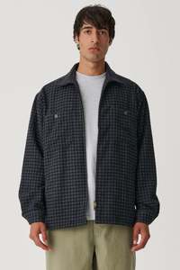 S Double: Plaid Zip-Thru LS Shirt Indigo