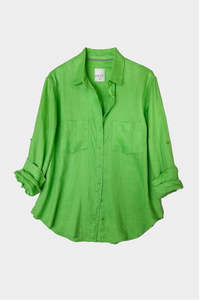 Boyfriend Linen Shirt Apple Green