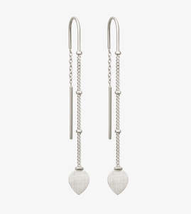 Temple Of The Sun: Hanging Lotus Earrings Silver