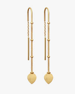 Temple Of The Sun: Hanging Lotus Earrings Gold