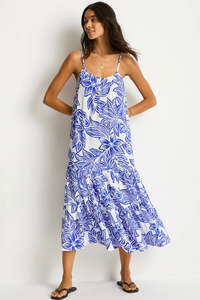 Sea Level Artesands: Sea Level Palmera Tiered Midi Sundress Blue