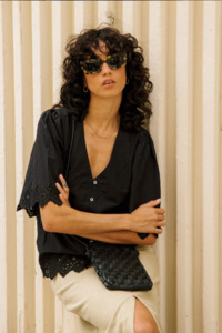 Indi Cold: Romantics Cut Embroidery Shirt Black