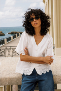 Romantics Cut Embroidery Shirt White