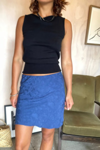 Mira Aotearoa: Bias Mini Skirt Sapphire Jacquard