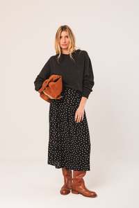 Indi Cold: Morgan Midi Skirt Polka Dot Black